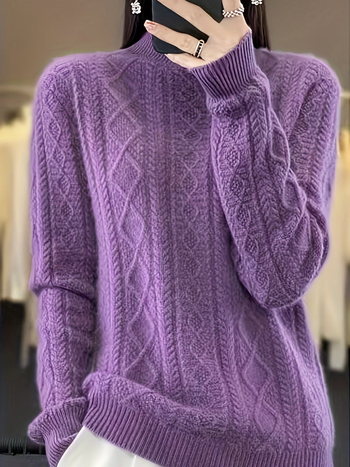 Pull-over en tricot de laine avec manches longues confortables Pull-over femme | Parfait pour les vêtements de loisirs