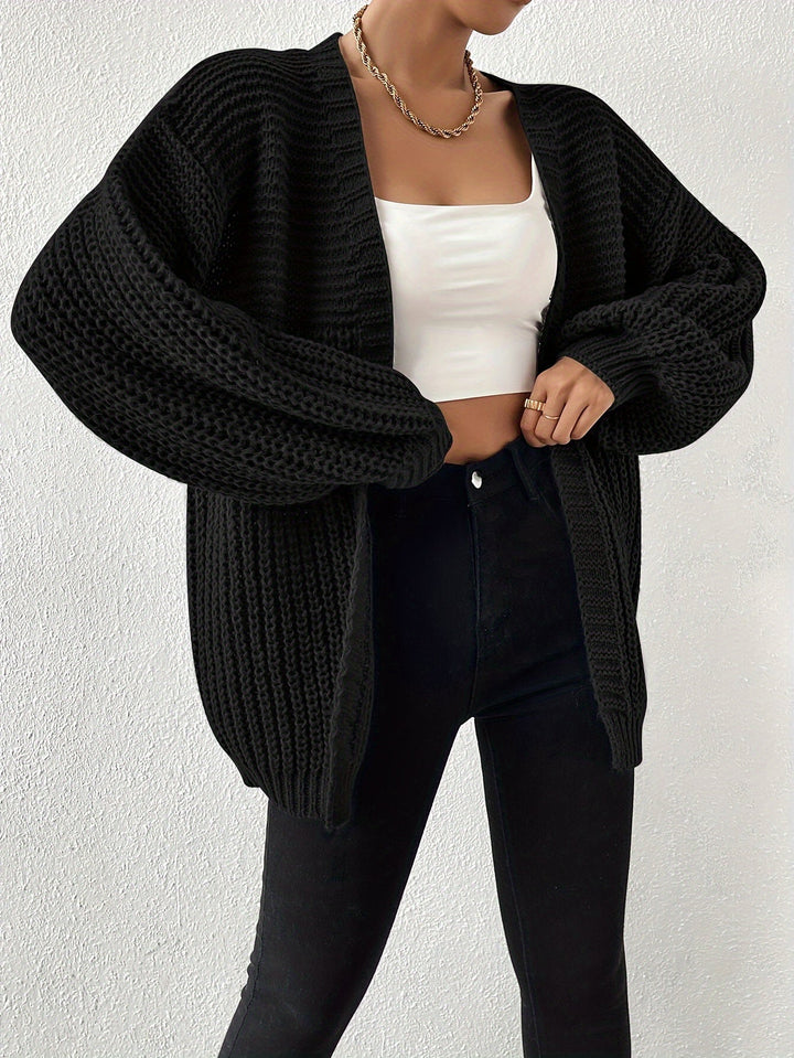 Lässiger gemütlicher grob gestrickter Drop-Shoulder Strickcardigan für Damen | Perfekt für Gemütliche Tage