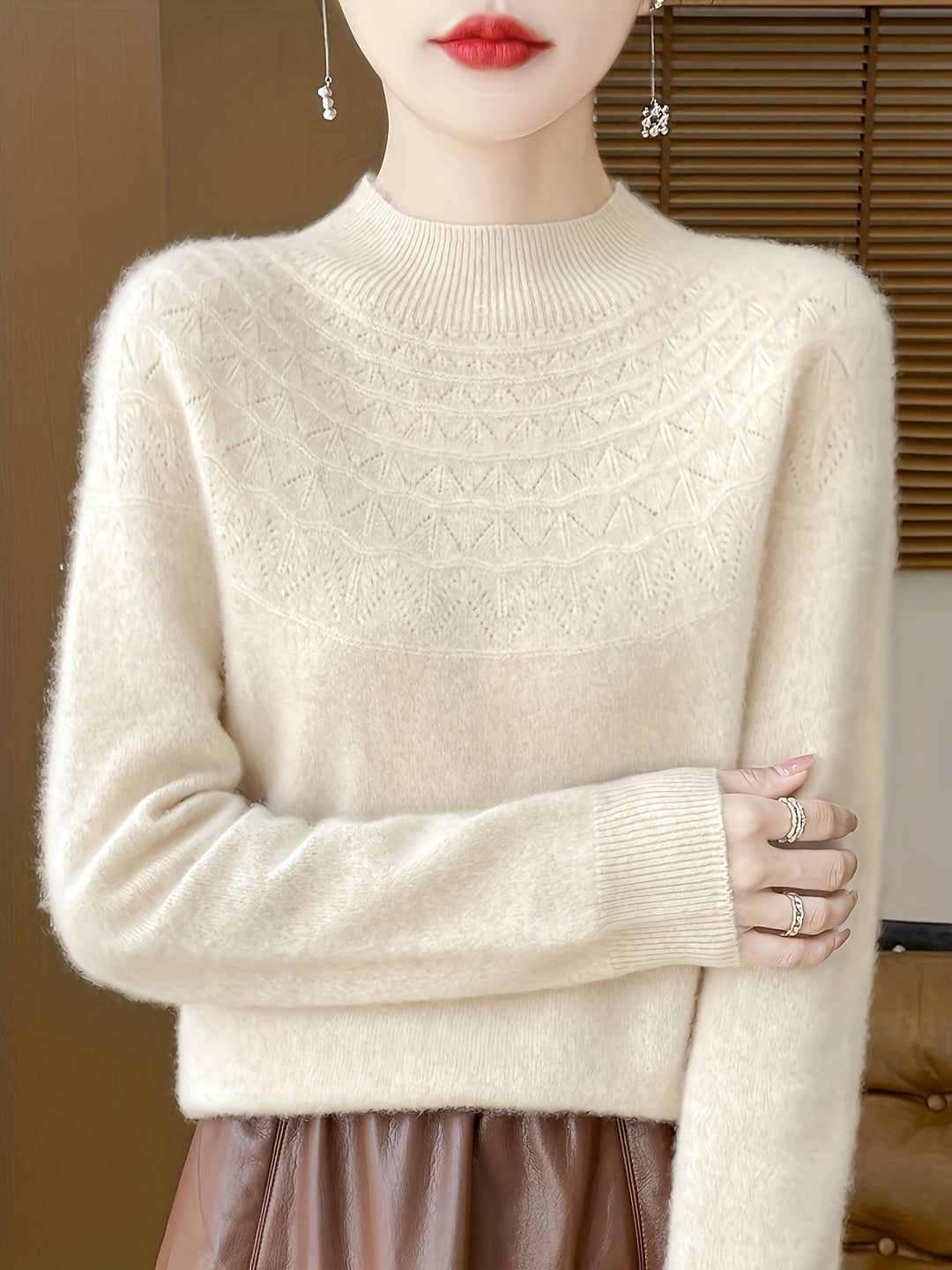 Ausschnitt Wollstrickpullover Pullover Damen | Für den Alltag