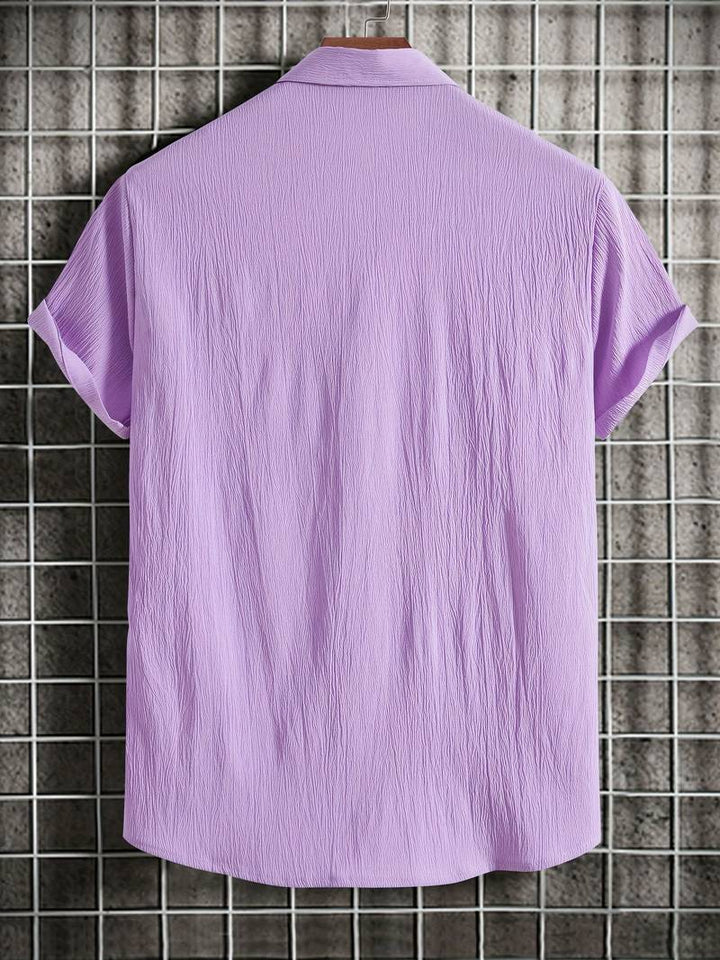 Chemise homme à manches courtes avec patte de boutonnage – Chemise d'été aérée en tissu structuré style décontracté