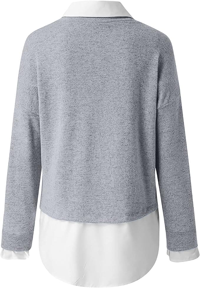 BESSIE | Comfortable two-layer top with shirt collar for women