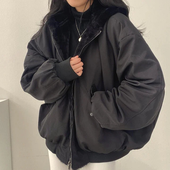 Kristin - Giacca parka con cappuccio spesso con chiusura a strappo
