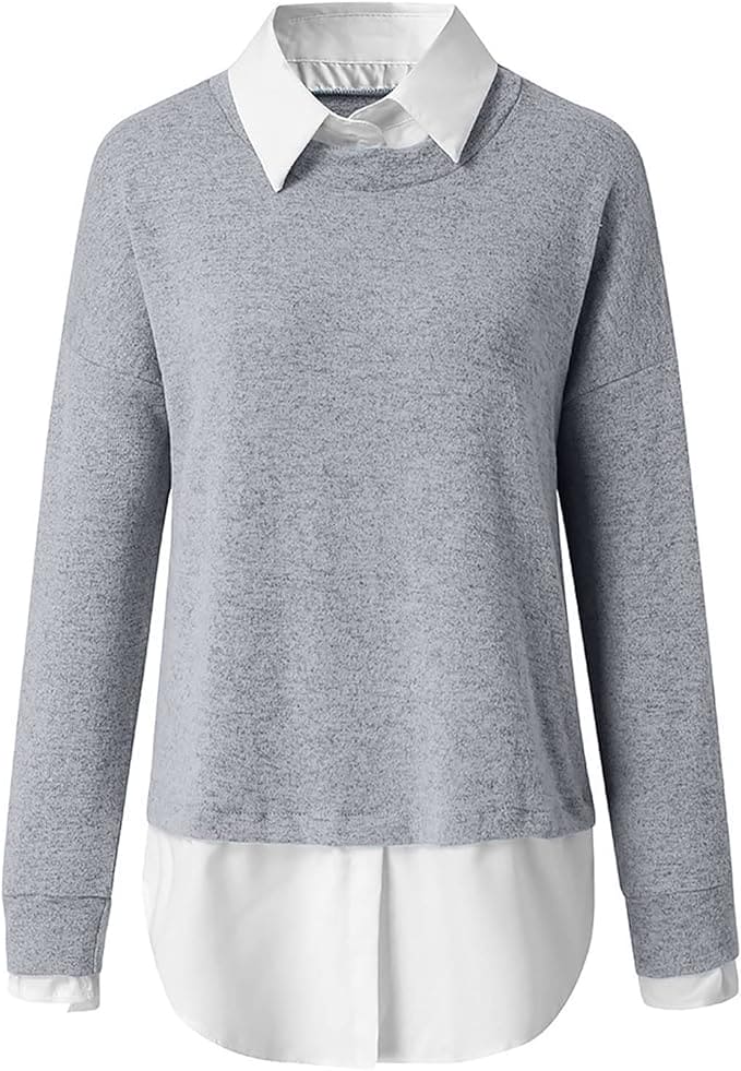 BESSIE | Comfortable two-layer top with shirt collar for women
