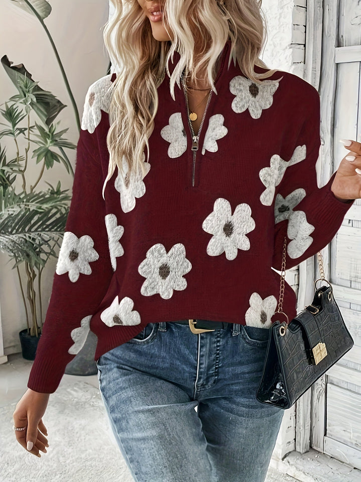 Lelia - Pull décontracté avec fermeture éclair pour femmes