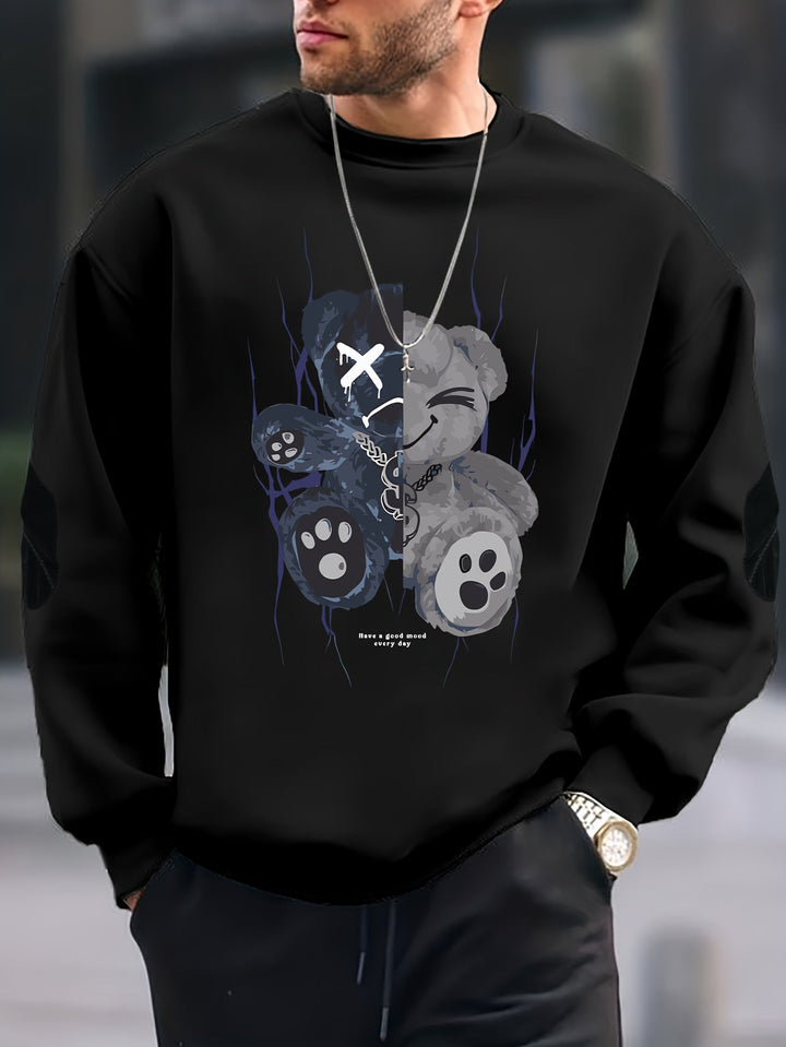 Oversize Sweatshirt mit Bärenmotiv – Streetwear Pullover für Herren mit Print “Have a Good Mood Every Day”