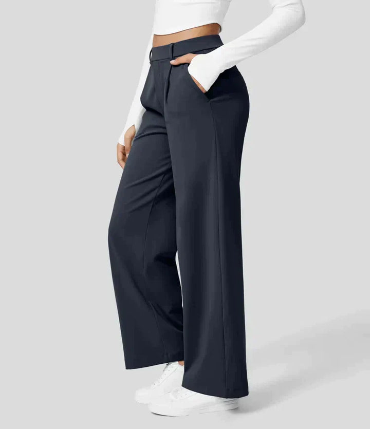Elegante pantaloni da donna a gamba larga – vita alta, adatti per business e casual