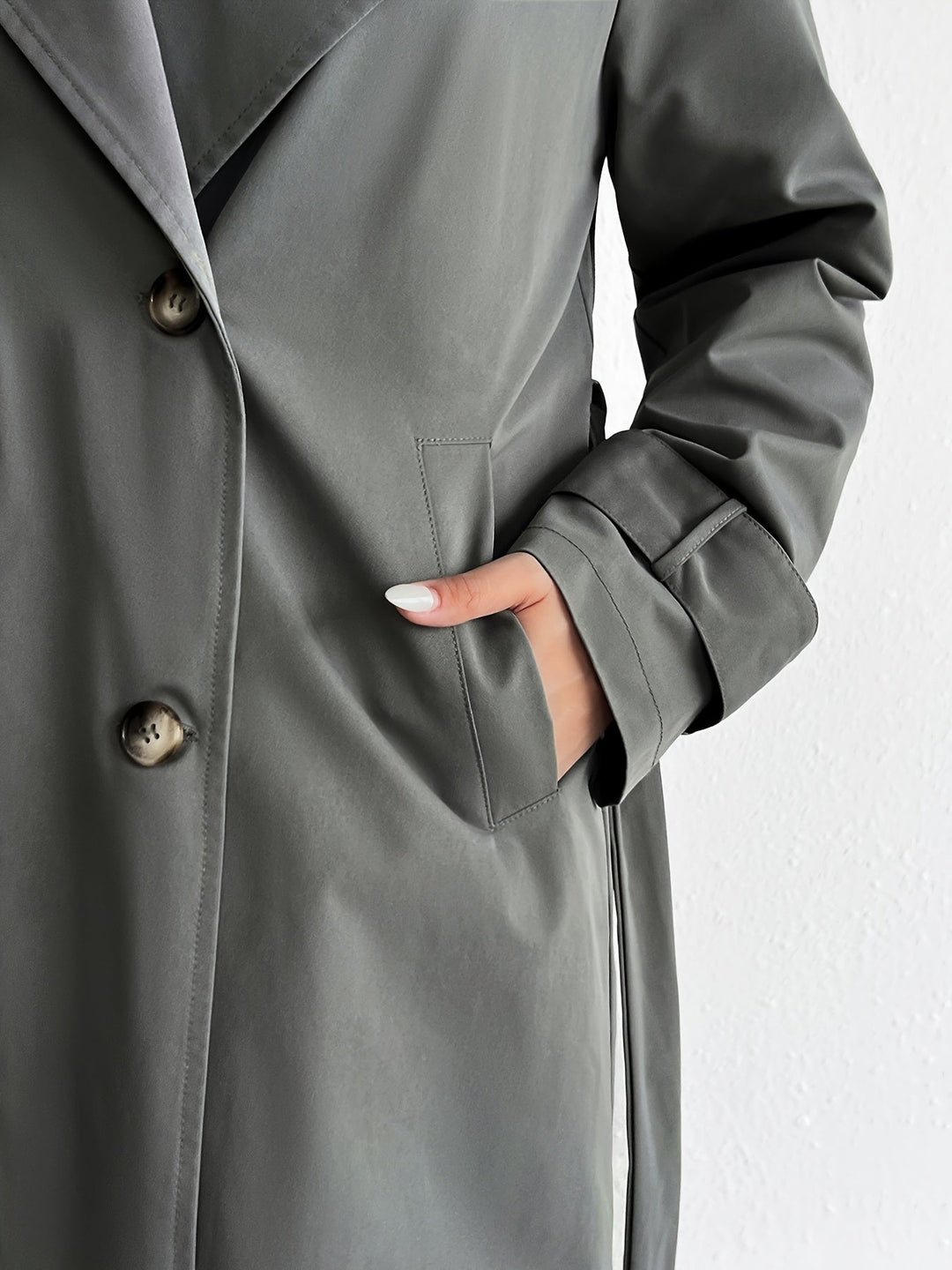 Lässiger einfarbiger Trenchcoat mit Gürtel für Damen | Perfekt für legere Tage