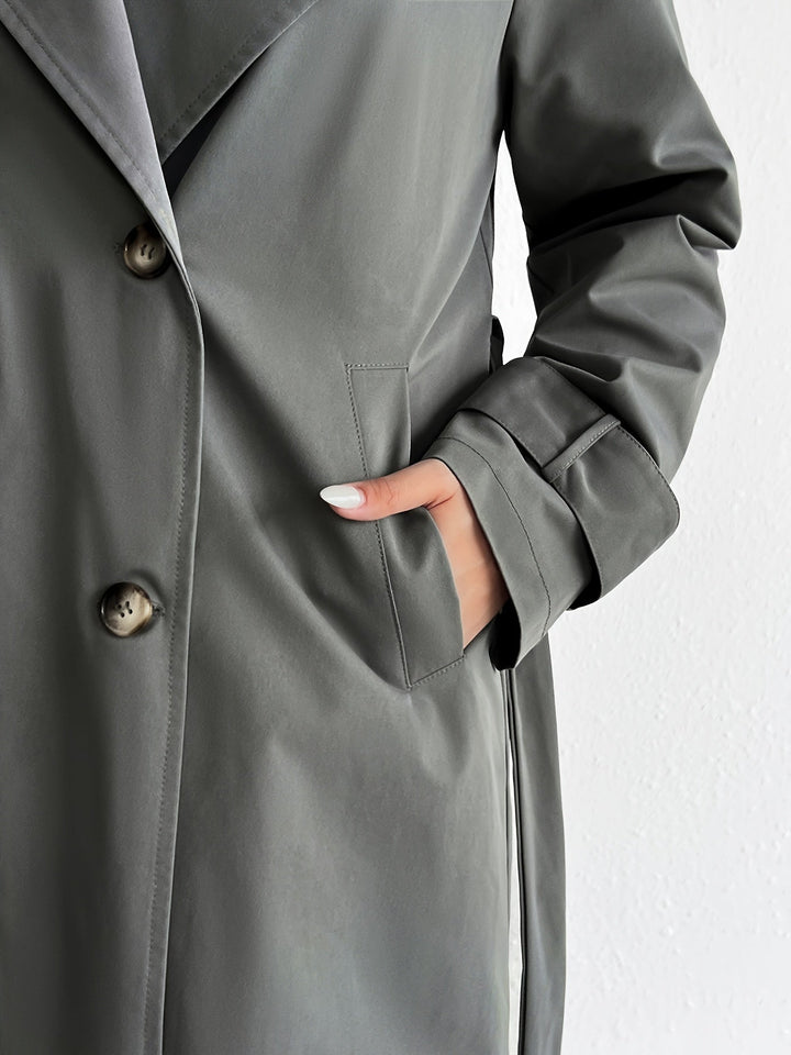 Lässiger einfarbiger Trenchcoat mit Gürtel für Damen | Perfekt für legere Tage