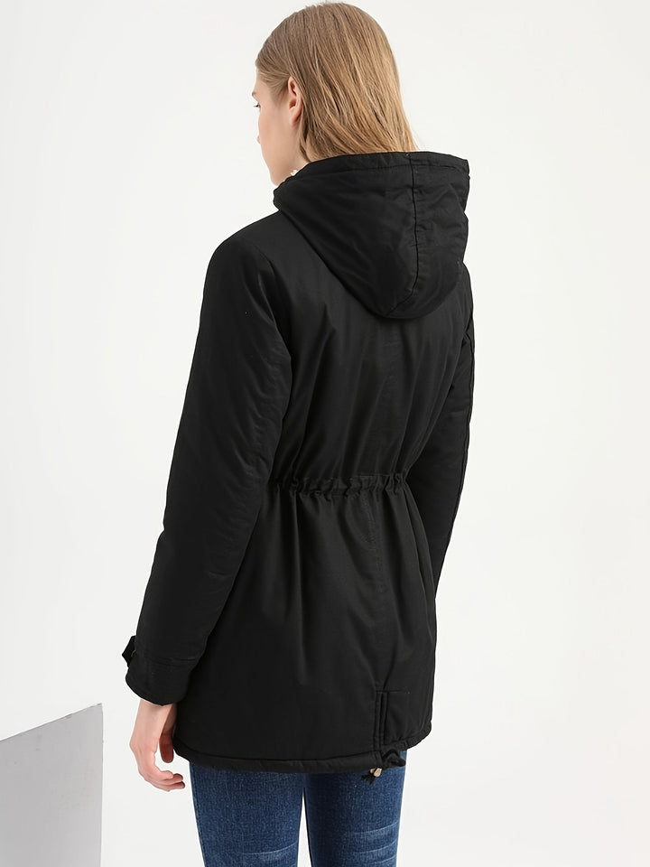 Lässige halblange warme Fleece-Winterjacke für Damen | Perfekt für lässige Tage