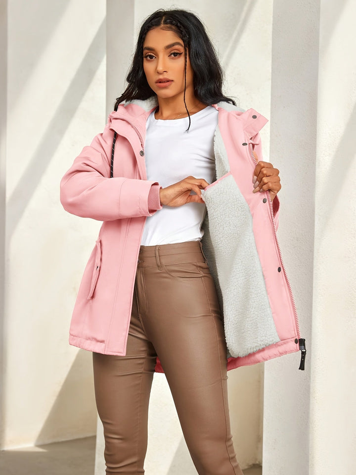 Elegant fleece parka winter jacket with hood for women | Perfect for outdoor activities