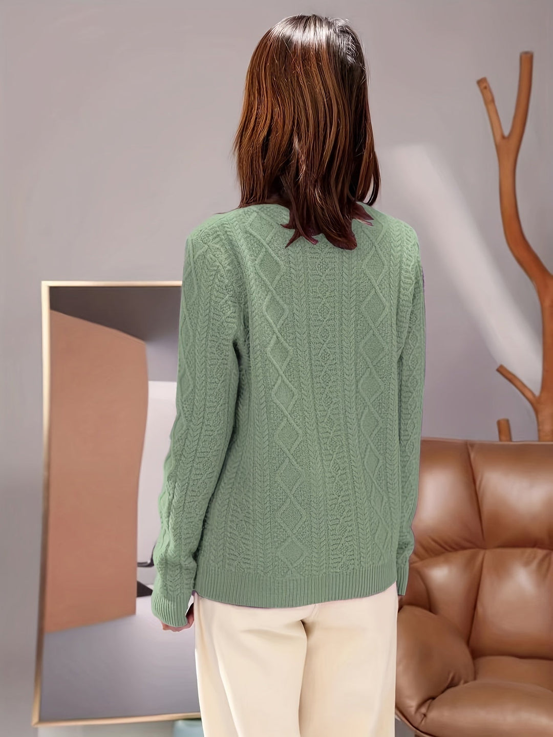 Pull-over en tricot de laine avec manches longues confortables Pull-over femme | Parfait pour les vêtements de loisirs