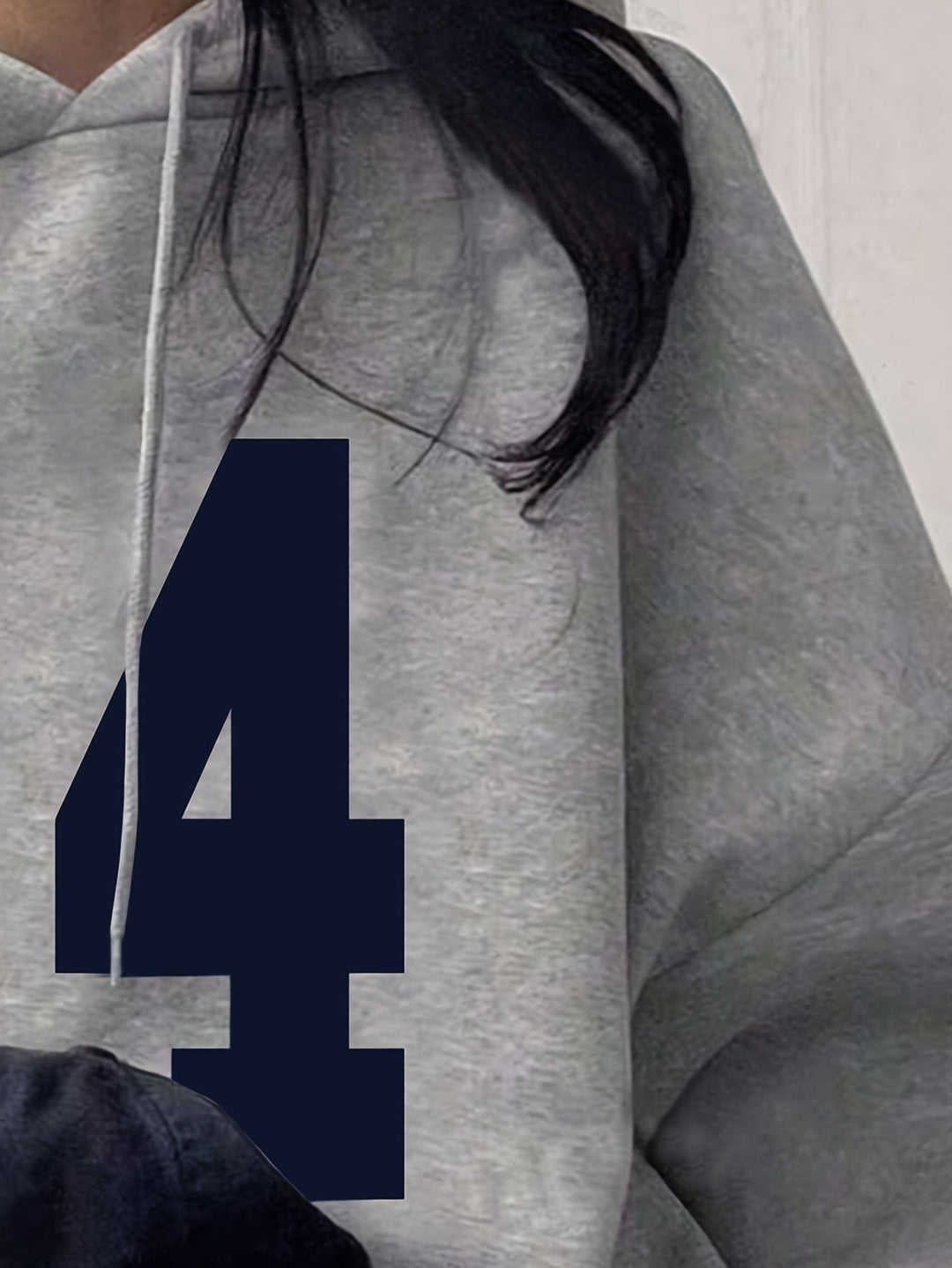Lässiger grauer Pullover-Hoodie mit Print und Kapuze für Women | Perfekt für lässige Tage
