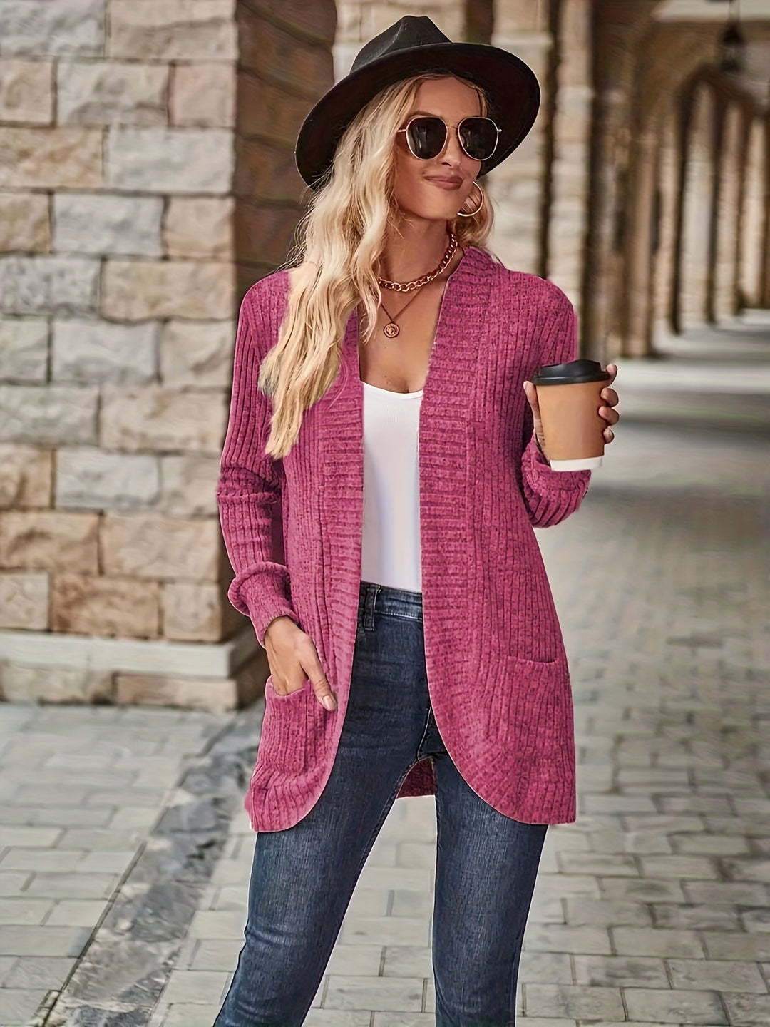Lässiger warmer Fleece-Strickwaren-Cardigan für Damen | Perfekt für lässige Tage