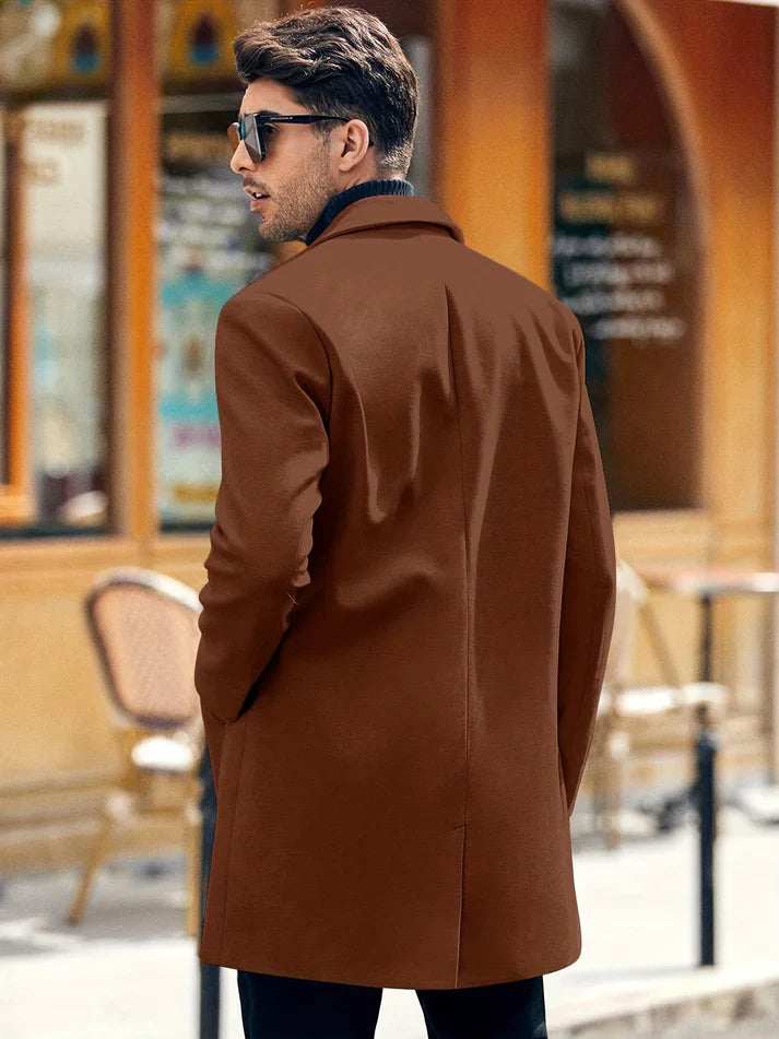 Trench-coat mi-long décontracté à boutons pour hommes | Parfait pour les jours décontractés