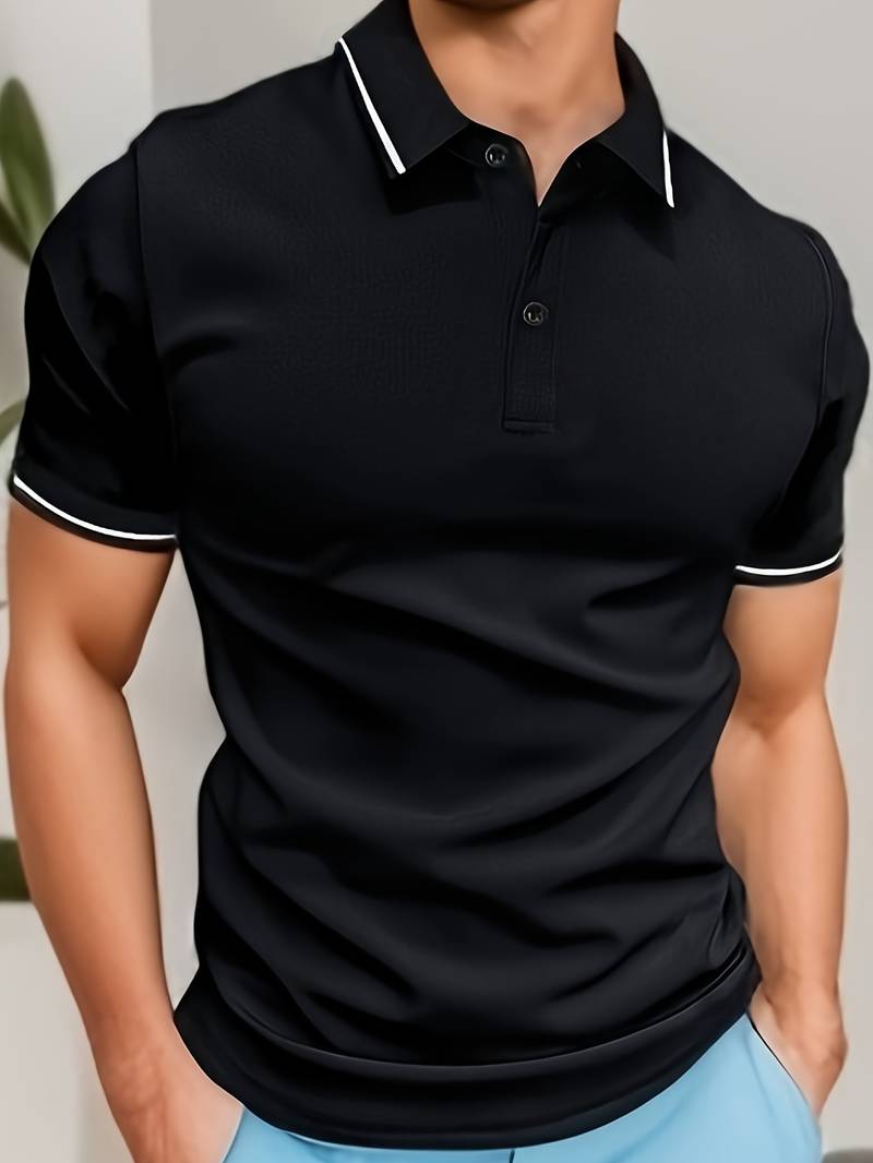 Caleb – camicia a maniche corte a blocchi di colore alla moda con chiusura a bottoni e rever