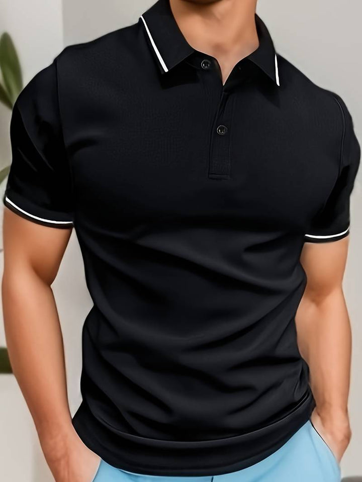 Polo slim fit homme avec col contrasté – Chemise décontractée à manches courtes pour le quotidien, le sport et le bureau