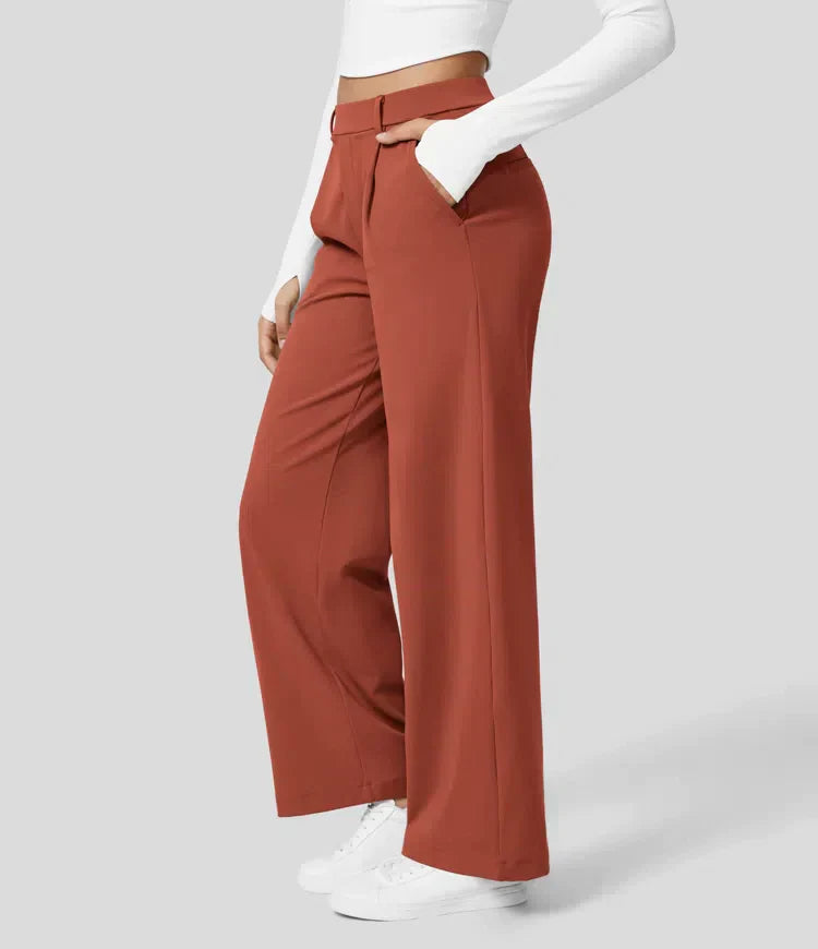 Elegante pantaloni da donna a gamba larga – vita alta, adatti per business e casual
