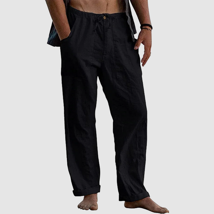 Casper - Pantalons de plage en lin pour hommes, coupe décontractée