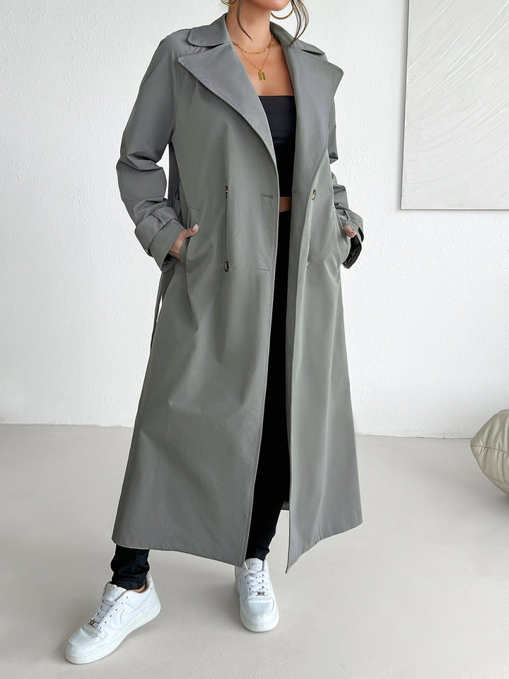 Lässiger einfarbiger Trenchcoat mit Gürtel für Damen | Perfekt für legere Tage