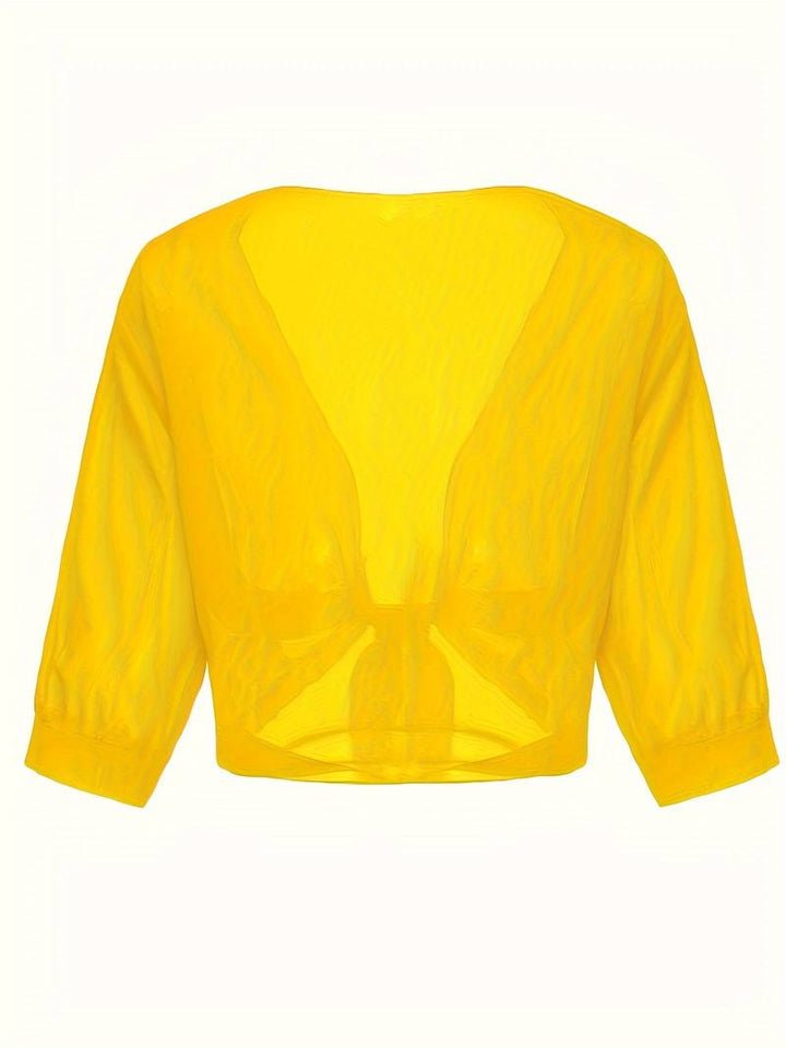 Bolero in chiffon da donna con nodo a fiocco – giacca corta trasparente per abiti da sera e outfit estivi