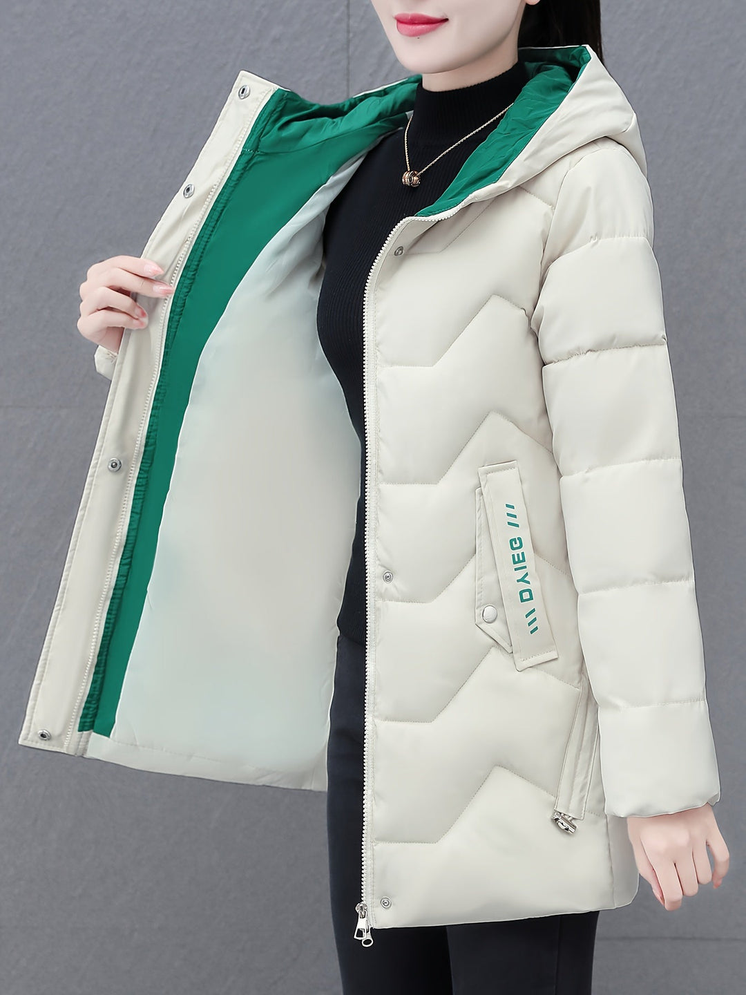 Stilvolle Warme Lange Puffer Winterjacke mit Kapuze für Frauen | Ideal für Winter