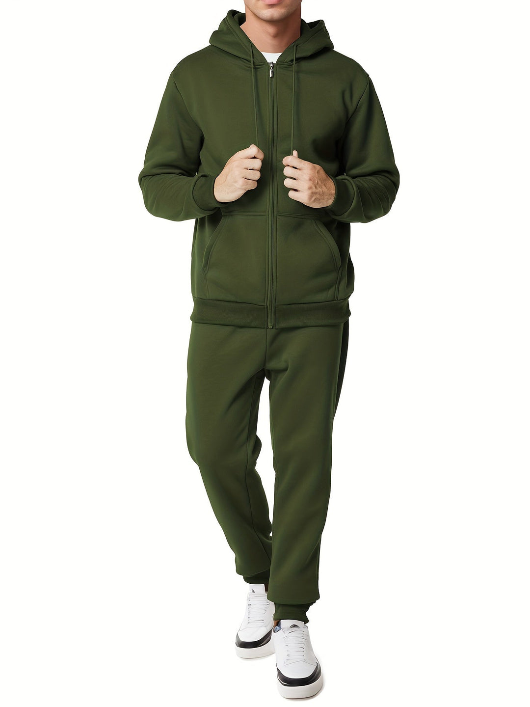 Moderner Unifarbener Kapuzenpullover-Trainingsanzug mit Hose für Herren | Perfekt für Casual Days