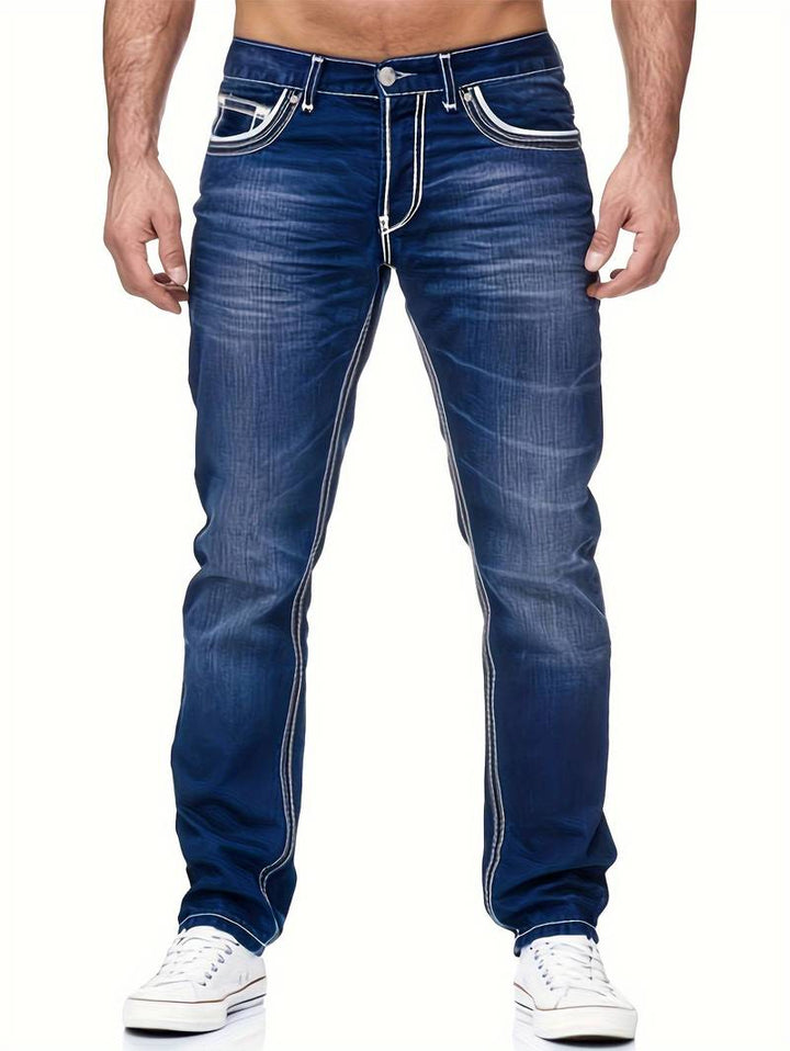 Slim Fit Herren Jeans mit Kontrastnähten – Modische Stretch Denim Hose für Freizeit & Streetstyle