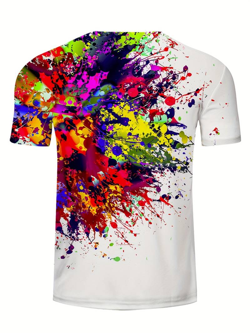 Men's T-shirt with colorful paint splatter print – Urban short-sleeve shirt for street style, festival & leisure