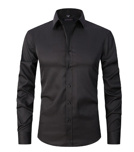 Chemise business slim fit pour hommes avec boutons contrastés – Chemise classique à manches longues pour bureau, occasion & quotidien