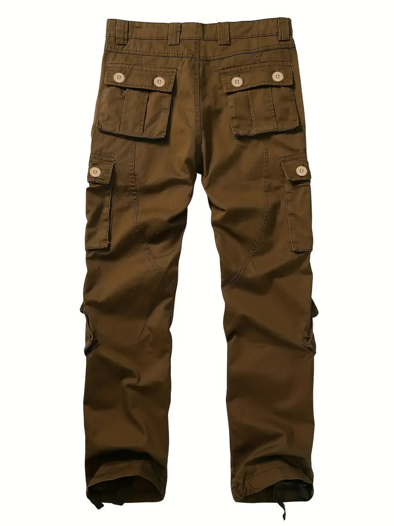 Pantalon cargo homme avec ceinture – Pantalon de loisirs multifonction avec poches et cordon de serrage pour extérieur, travail et quotidien