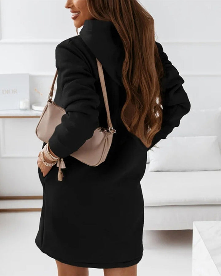 Eleganter Baumwoll-Zip Hoodie mit Kapuze und Reißverschluss für Damen | Perfekt für den Alltag
