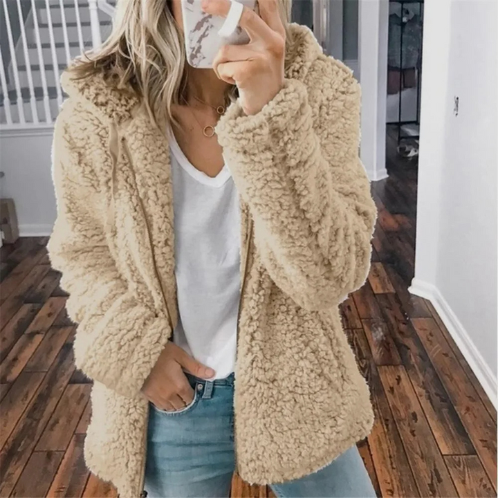 Veste en peluche avec capuche et fermeture éclair, gilet en polaire