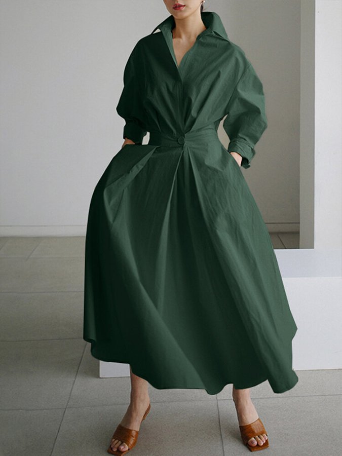 Oversized Hemdkleid für Damen – Minimalistisches Langkleid mit Kragen & weitem A-Linien Schnitt für Frühling & Sommer