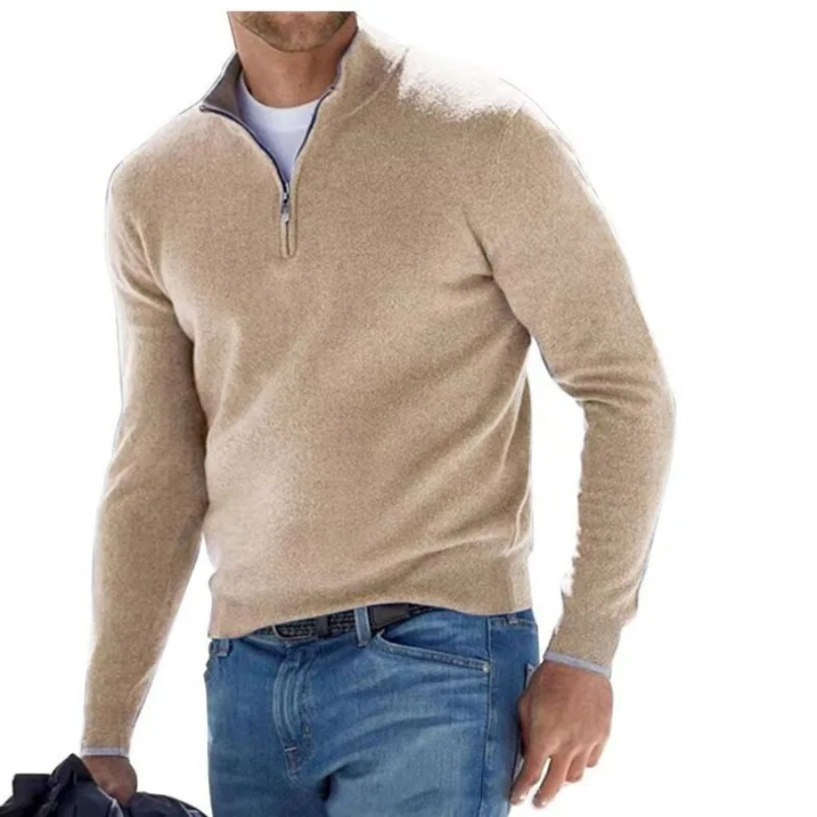 Maglione classico in maglia con cerniera e collo alto