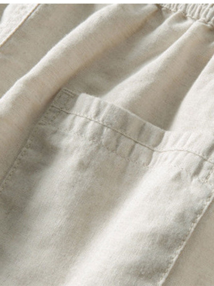 Camicia a maniche corte e pantaloni di lino set estivo per uomo