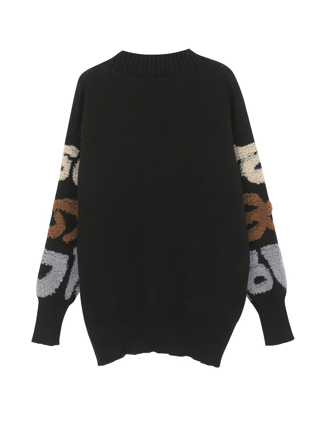 Lässiger Buchstabenmuster Knopf Unten Strickjacke Für Damen | Perfekt für lässige Tage