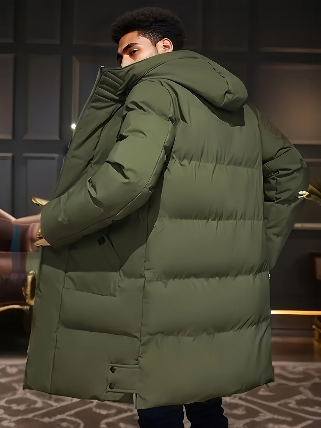 Veste d'hiver pour homme avec capuche – Veste matelassée chaude et doublée avec fermeture éclair et poches