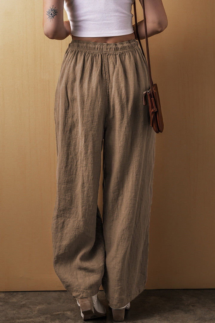 Desert Palm Baumwoll Leinen Weitbein Hose Für Frauen