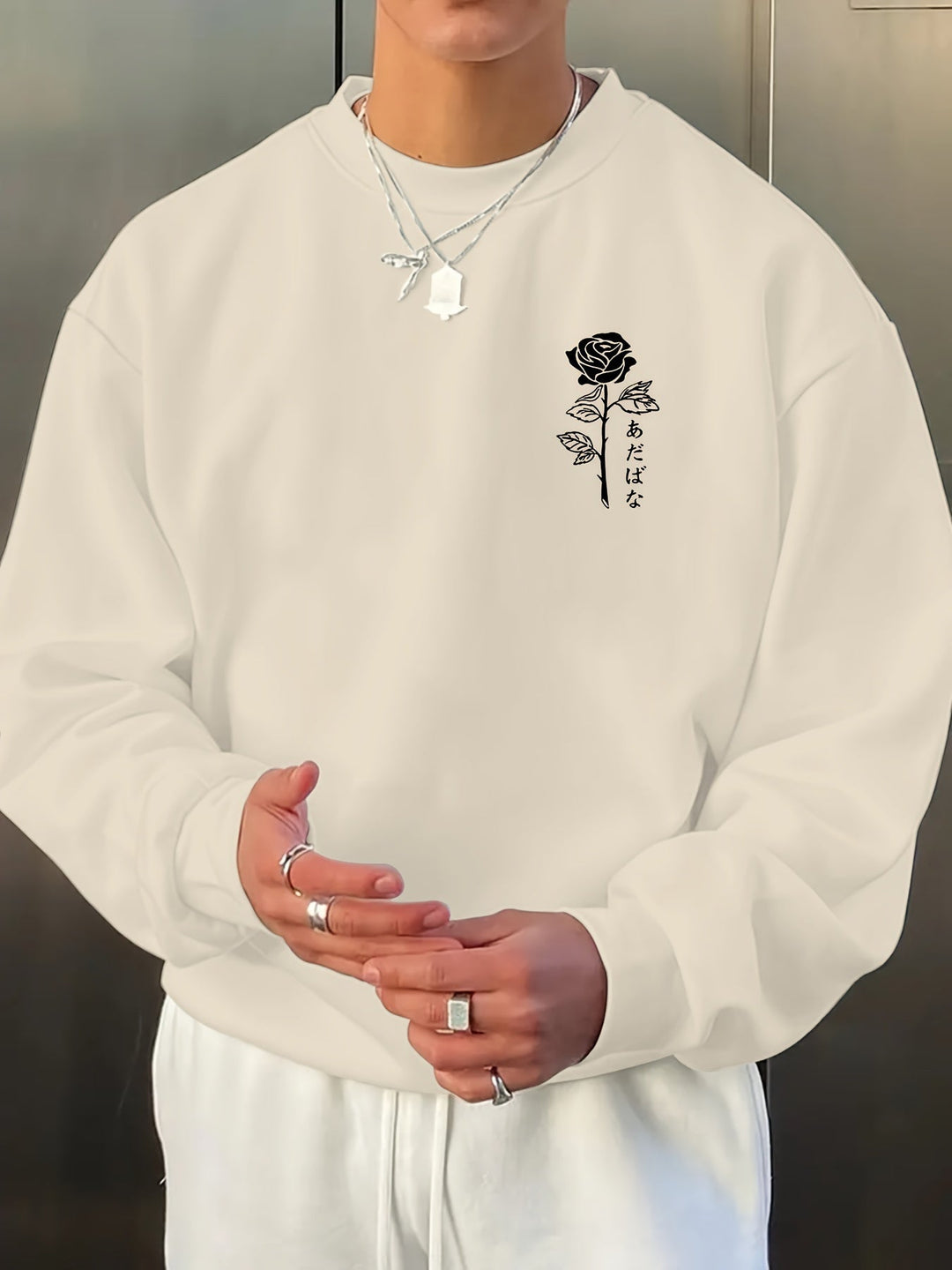Lässiger Vintage Print Baumwolle Fleece Sweatshirt für Männer | Ideal für Alle Jahreszeiten