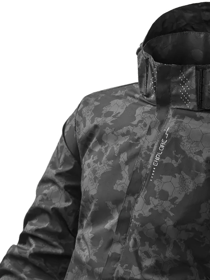 Coupe-vent à capuche motif camouflage chaud pour le printemps pour hommes | Parfait pour les activités de plein air au printemps