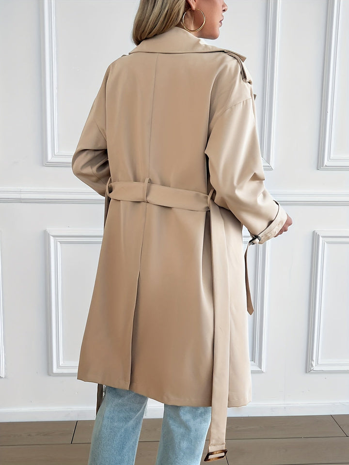 Elegant trench coat with belt and long sleeves for women | Ideal for every season