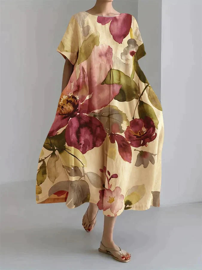 Andria - Abito da donna casual con motivo floreale botanico