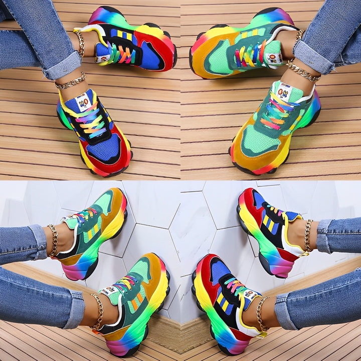 Ellen - bunte klobige Turnschuhe für Damen | Multicolor Design Sneaker Damen