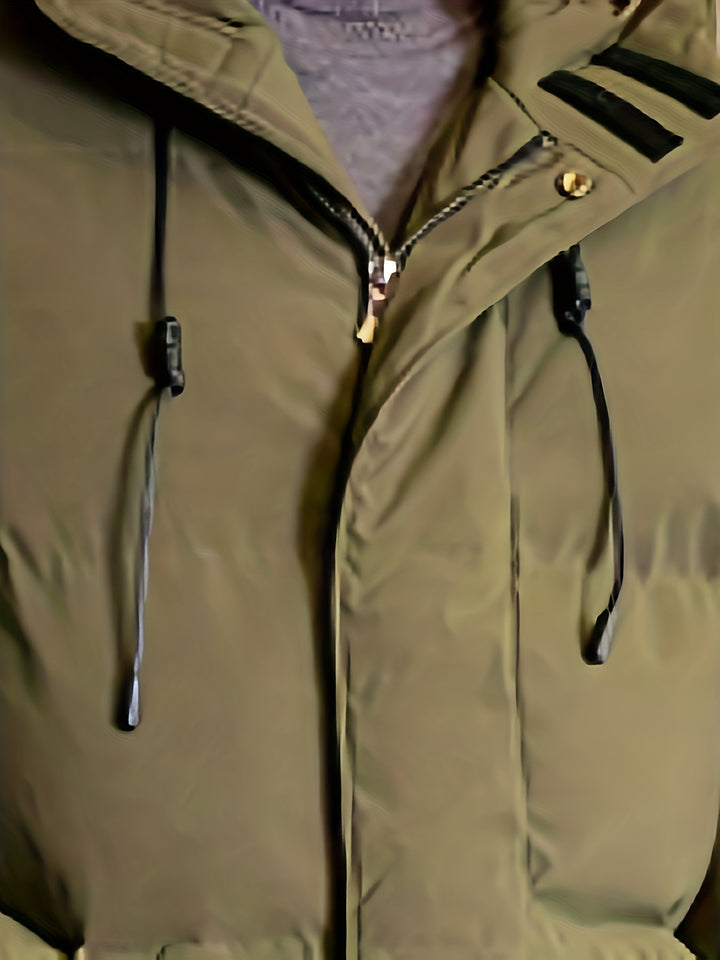 Manteau d'hiver à capuche mi-long chaud pour hommes | Parfait pour les activités de plein air