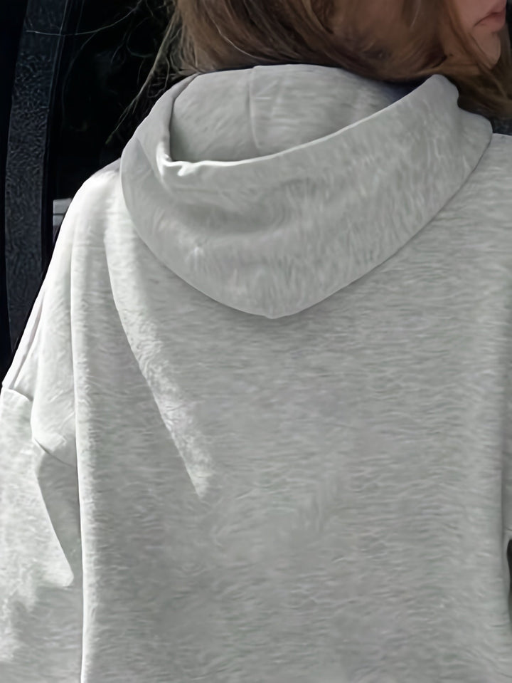 Lässiger grauer Pullover-Hoodie mit Print und Kapuze für Women | Perfekt für lässige Tage