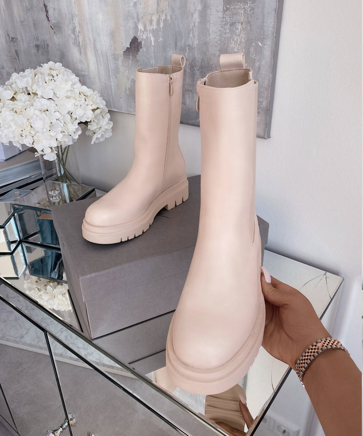 Long beige boots