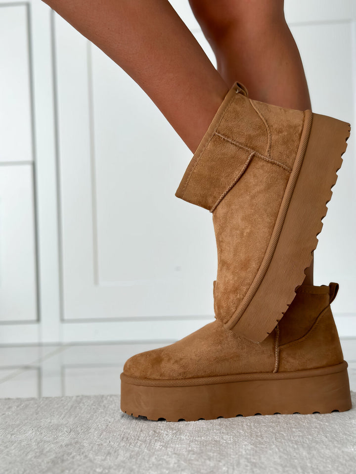 Damen Winterstiefel mit Plateau – Gefütterte Boots mit dicker Sohle für kalte Tage