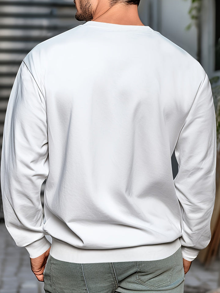 Lässiger Vintage Print Baumwolle Fleece Sweatshirt für Männer | Ideal für Alle Jahreszeiten