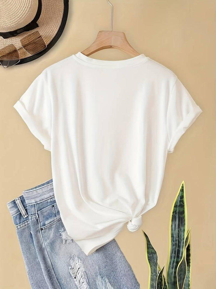 T-shirt basic da donna con scollo rotondo – maglietta a maniche corte ampia per estate e tempo libero – maglietta casual streetwear in tessuto morbido
