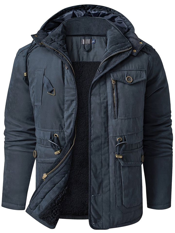 Casual Veste d'hiver cargo à capuche avec plusieurs poches en polaire chaude | Parfaite pour les activités de loisirs
